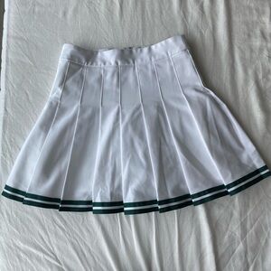 Aritzia White Pleated Tennis Mini Skirt with Green Trim